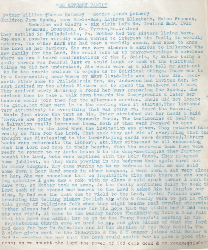 Helen McClay shares the testimony of the Nethery family