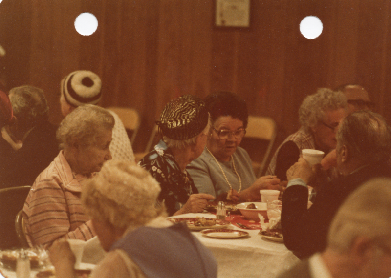 Women converse over their meal