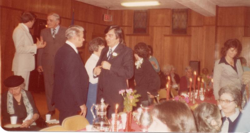 Congregants mingle