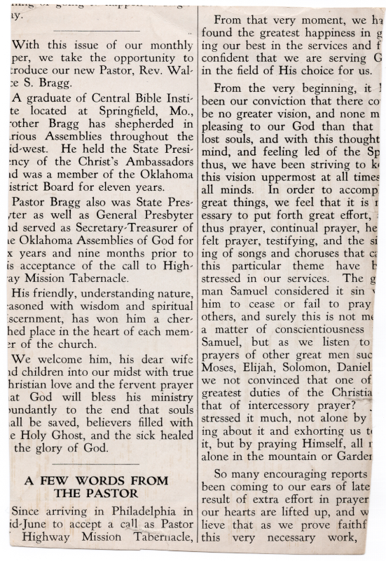 Excerpt of an article about the Braggs