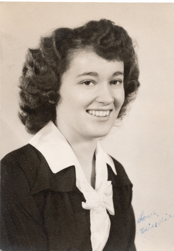 Portrait of "Weedie" Bragg with text reading, "Love, Weedie"