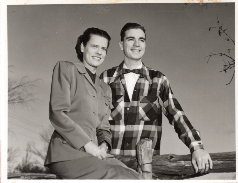 Robert and Lillian Roberts smile together outdoors