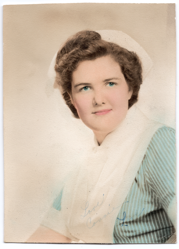 Portrait of a woman with the text, "Love Connie Love"