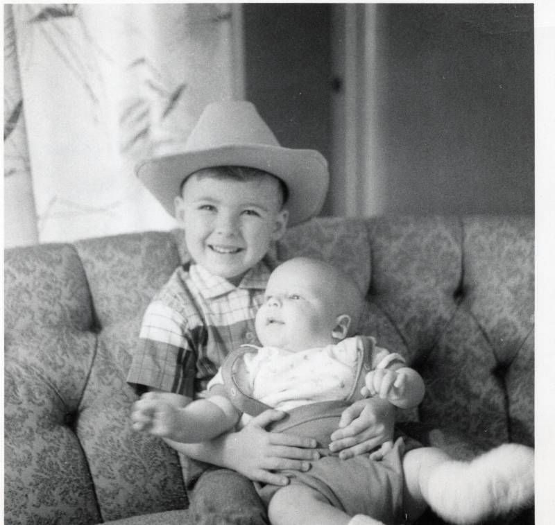 Photograph of Paul Cantelon at 3 months with his older brother, Lee, at 4.5 years