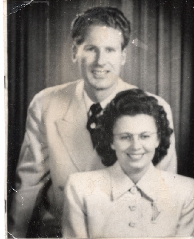 Willard and Verna Cantelon smile for a photograph