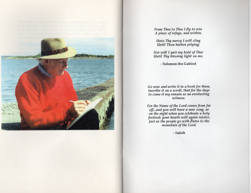 Page fourteen: portrait of Willard Cook, page fifteen: quotes and Bible verses