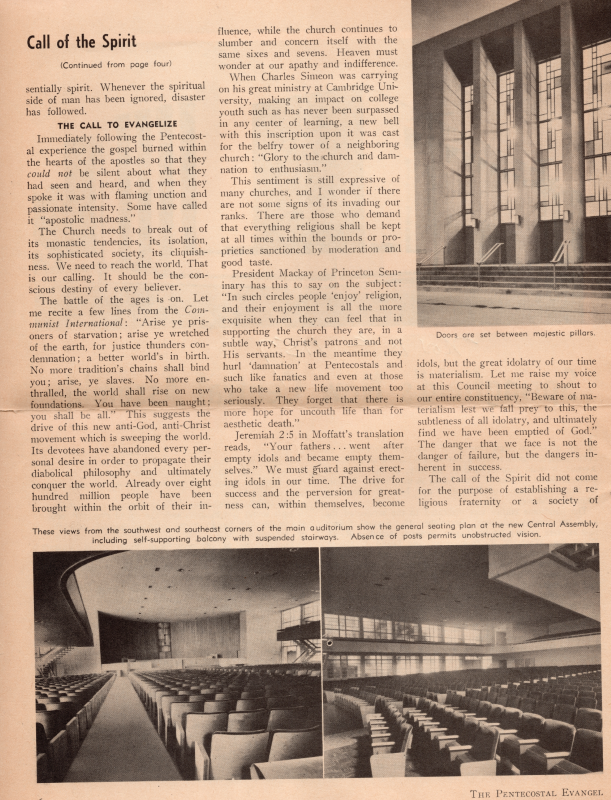 Article about Central Assembly in "The Pentecostal Evangel" Magazine