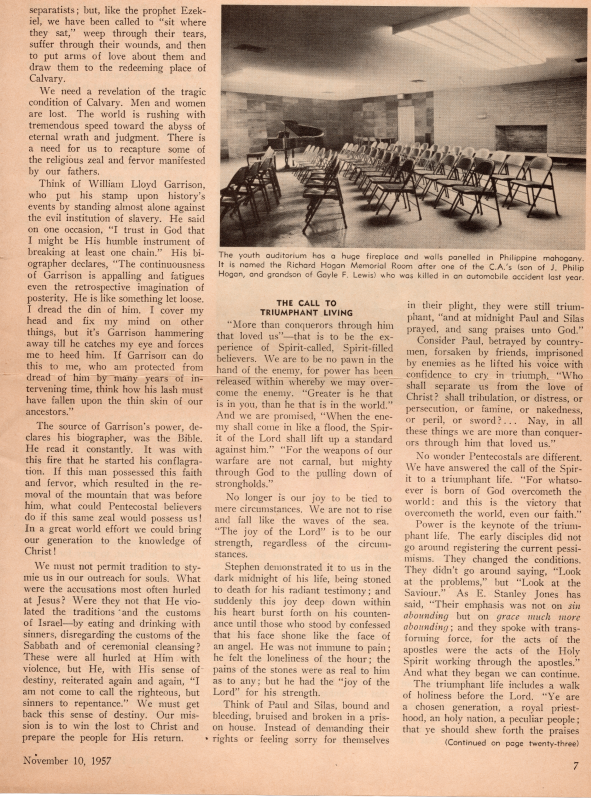 Article about Central Assembly in "The Pentecostal Evangel" Magazine