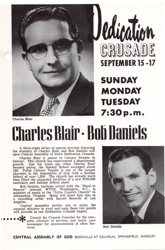 Page twenty: Dedication Crusade speakers for September 15-17, 1957