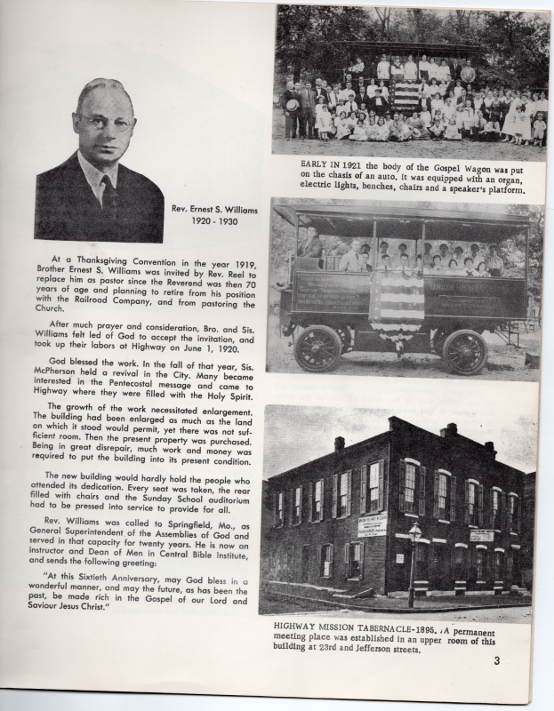 Page five: History of Highway, Rev. Ernest Williams