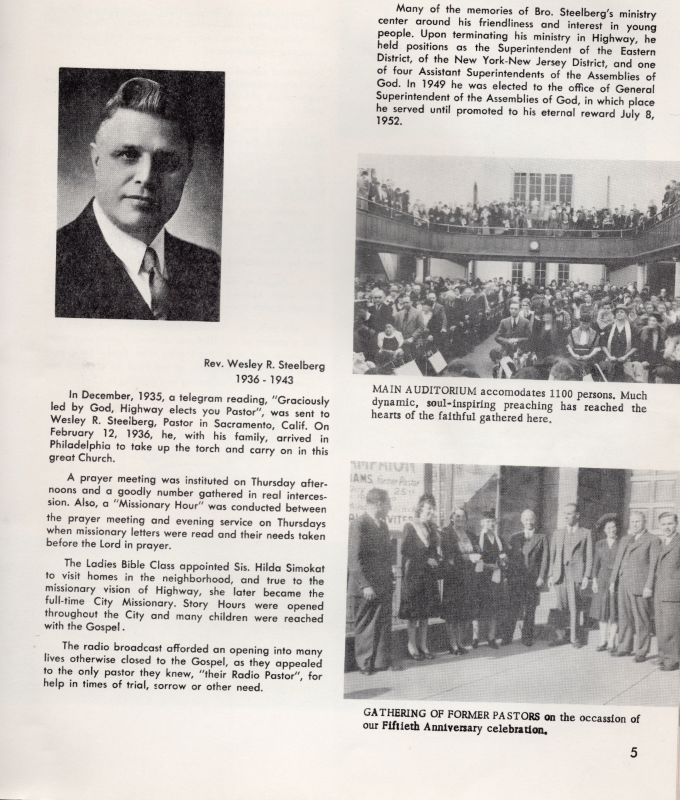 Page seven: History of Highway, Rev. Wesley Steelberg