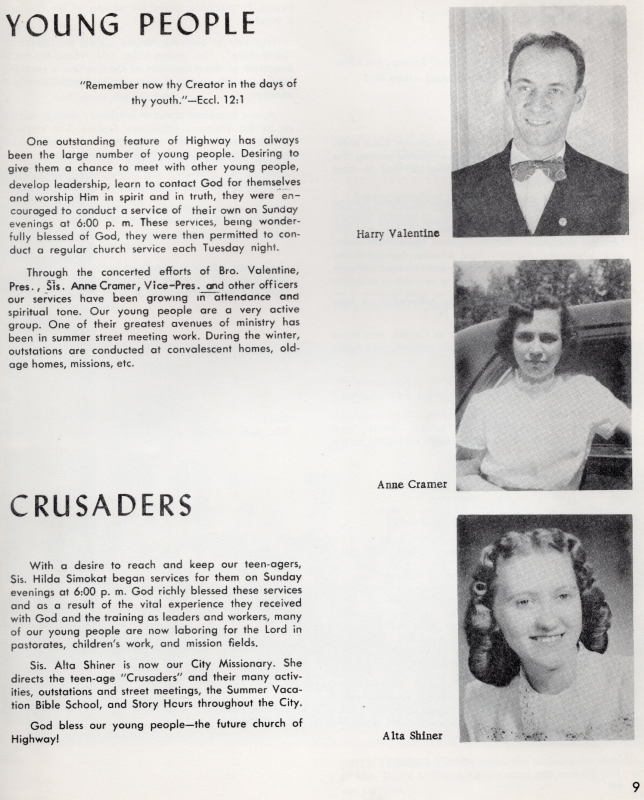 Page eleven: Young People; Crusaders