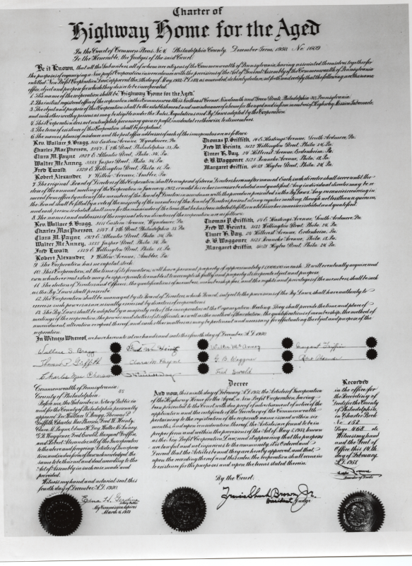 Charter of Highway Home for the Aged