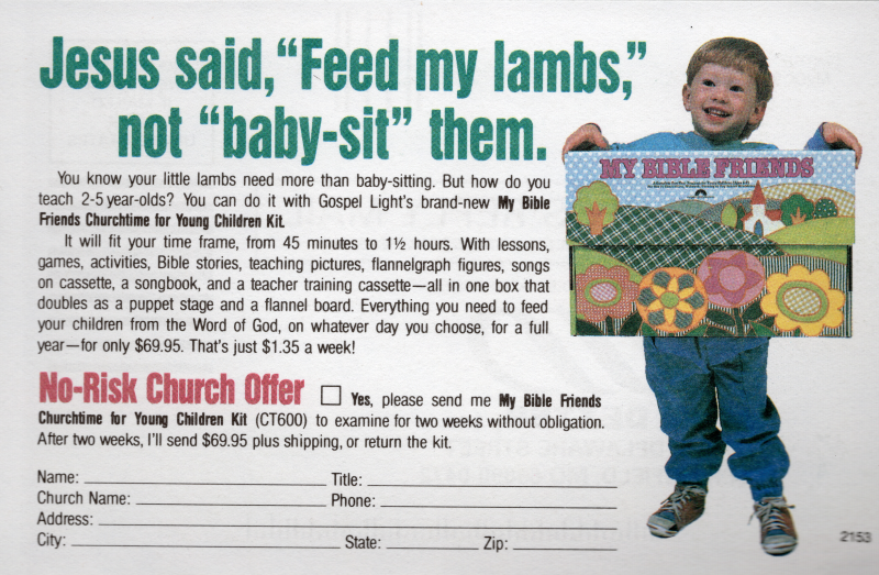Advertisement for children's Bible toy