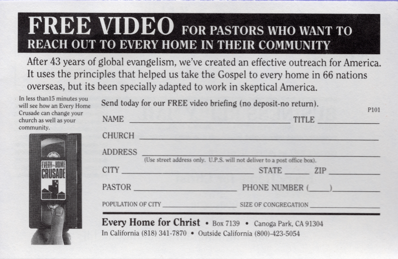 Advertisement for a tape about how to reach every home in one's community