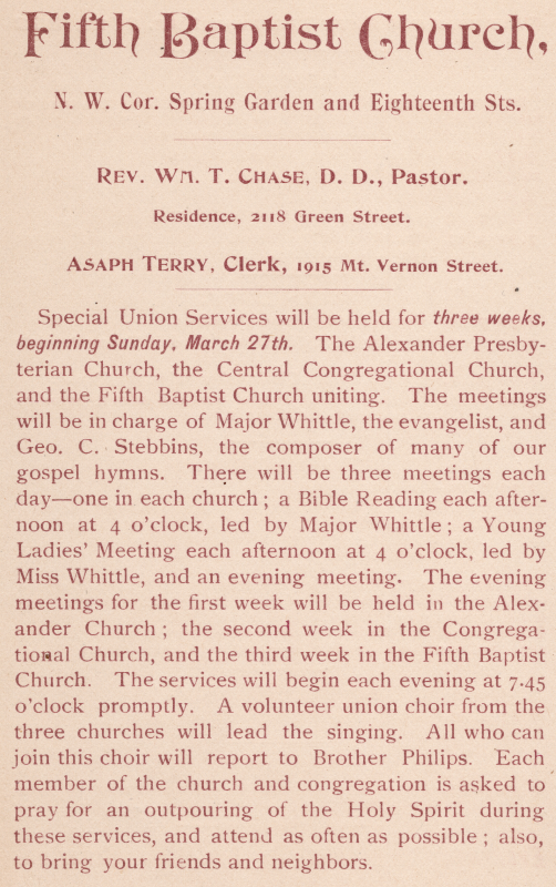 Fifth Baptist announces their intentions to have services together with other local churhes