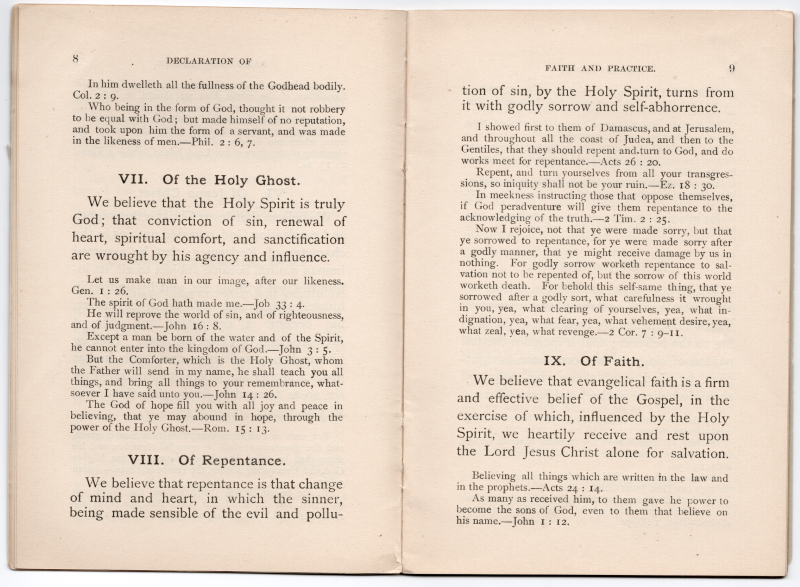 Declaration of the Holy Ghost, of Repentance, of Faith
