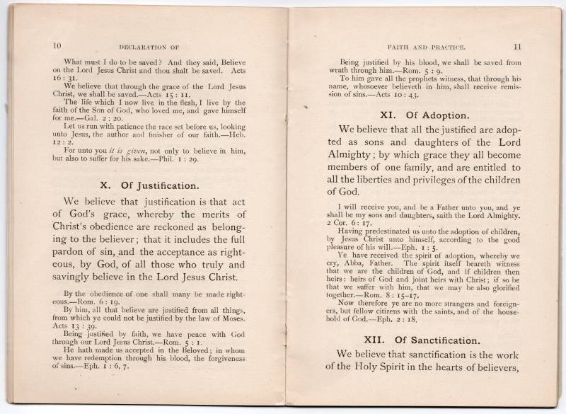 Declaration of Justification, of Adoption, of Sanctification