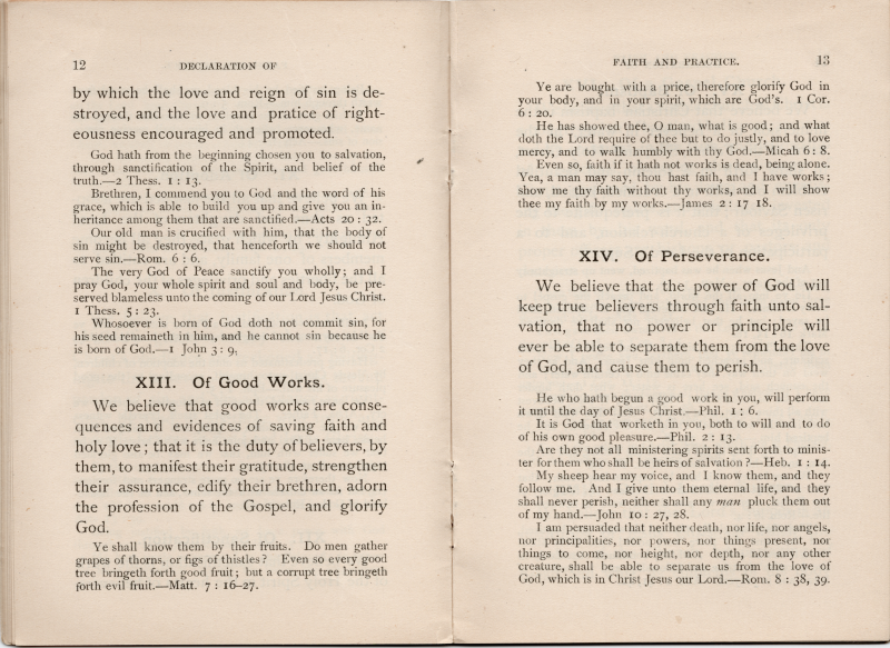 Declaration of Good Works, of Perserverance