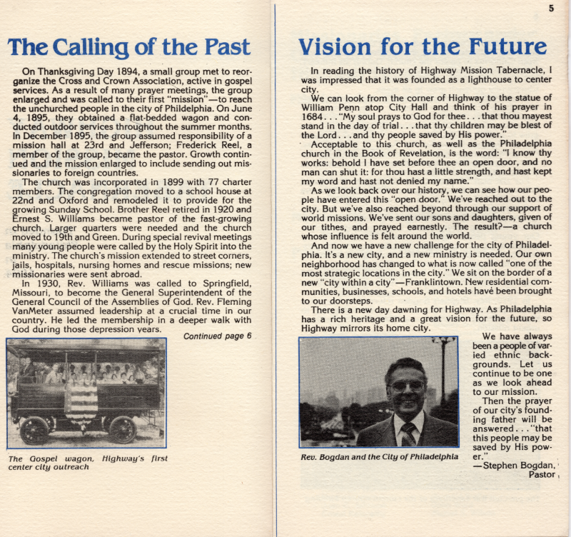 Calling of Highway's Past; Highway's Vision for the Future