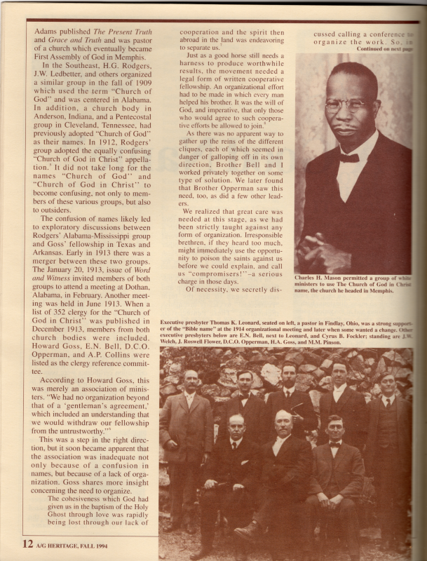 Article: "The Assemblies of God: 'A Good Name'"