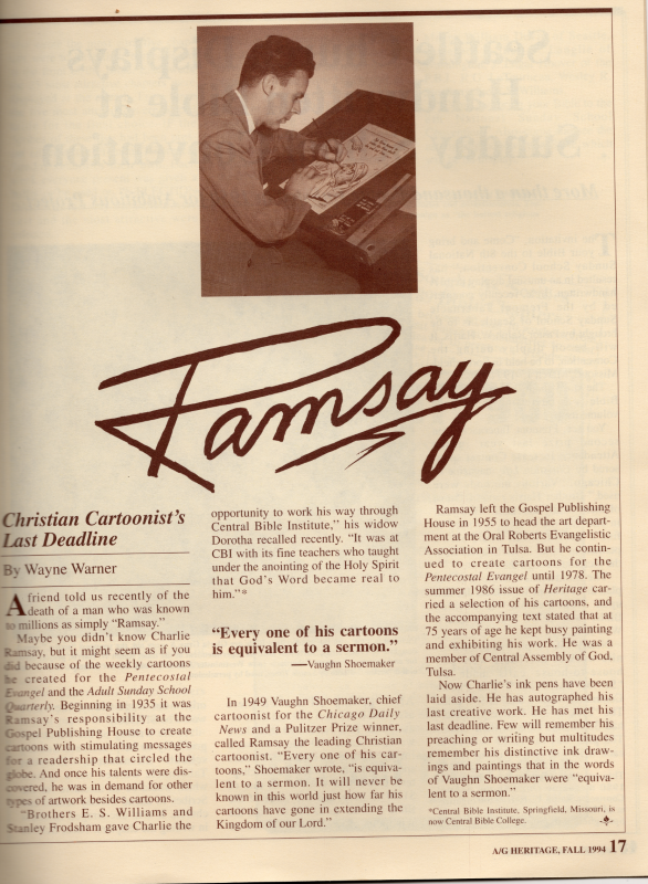 Article: "Ramsay: Christian Cartoonist's Last Deadline"