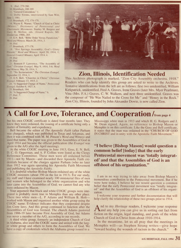 Request for Readers: "Zion, Illinois, Identification Needed"; Article: "A Call for Love, Tolerance, and Cooperation"