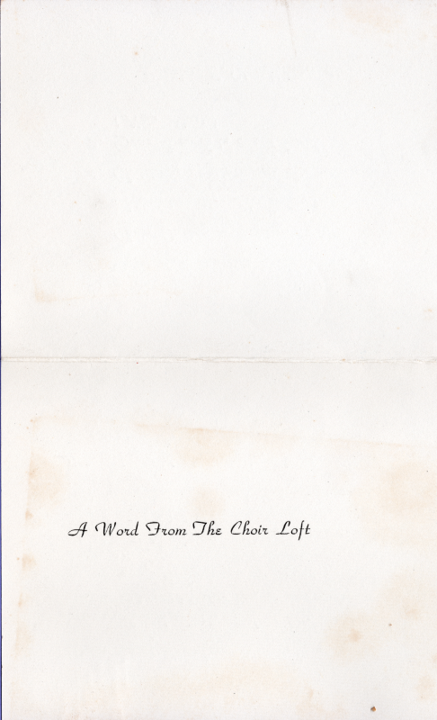 Letter from choir director, Elizabeth McDowell, to each choir member celebrating the end of the 1957-1958 season and sharing upcoming dates for the 1959-1958 choir season