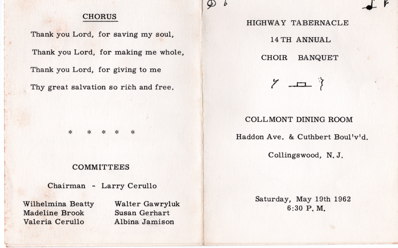 Banquet location and date, chorus lyrics, committee leaders