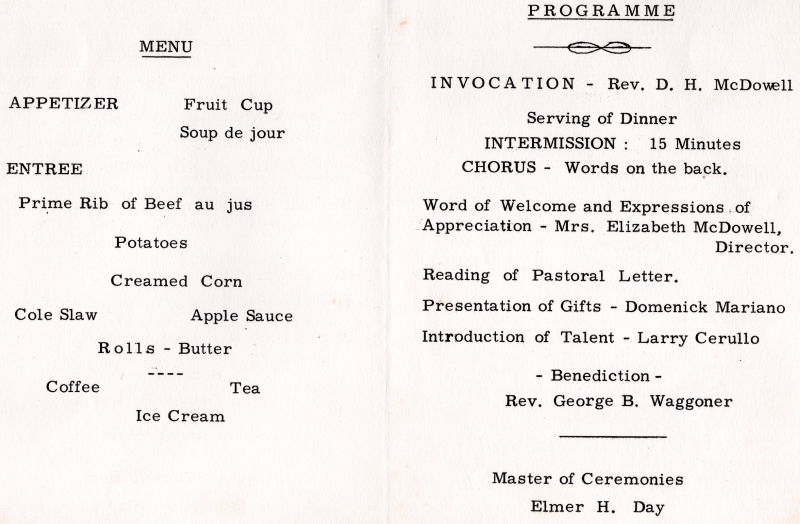 Menu, program