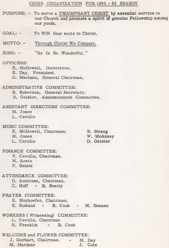 Choir organization structure