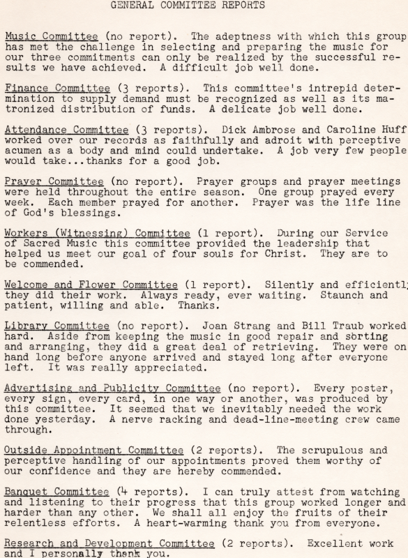 General Committee Reports