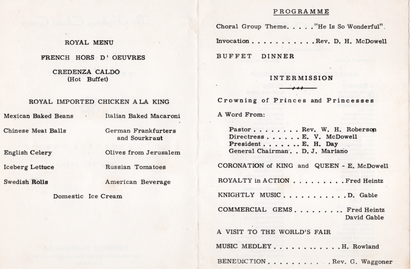 Menu, program