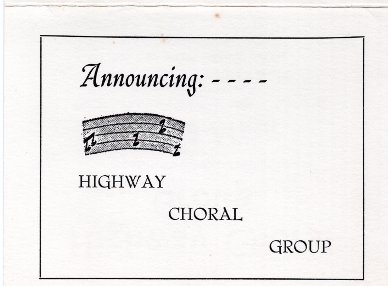 Front cover of the invitation introducing the choral group