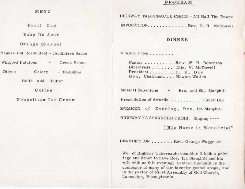 Menu, program