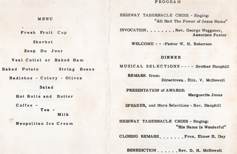 Menu, program