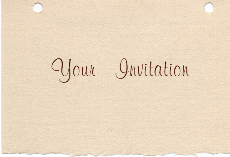 Cover stating, "Your Invitation"