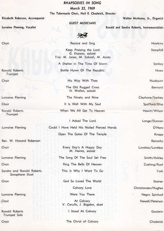 Program of the first of three concerts in this series. Inside: Names and order of performances at the concert