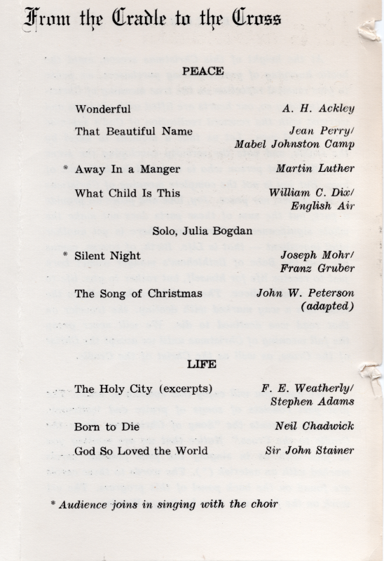 Part three of the program with songs about Peace and Life