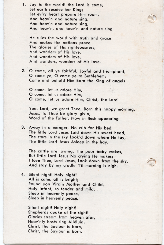 Song lyrics for the audience to follow along