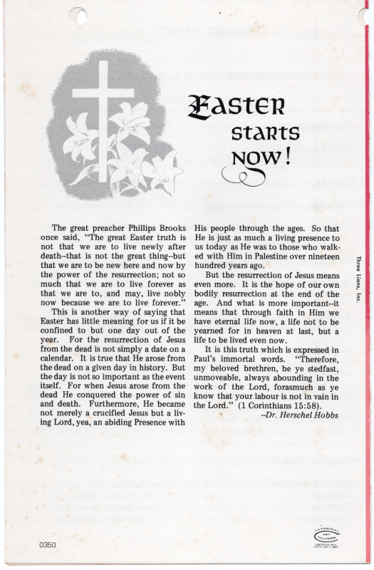 Message about the upcoming Easter holiday