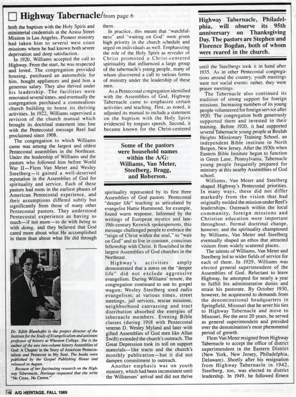 Page eighteen of the magazine, a continuation of "No Cross, No Crown"
