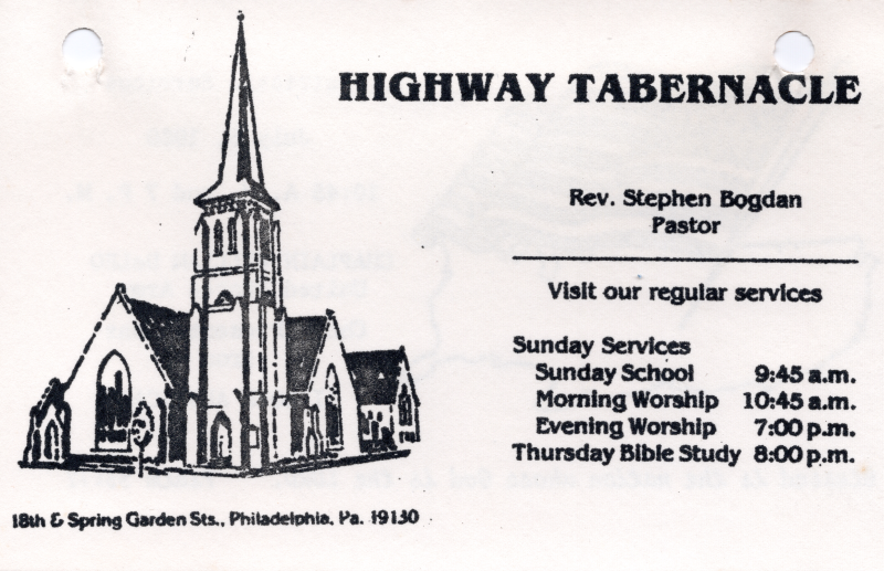 Information about Highway's location, pastor, and regular services
