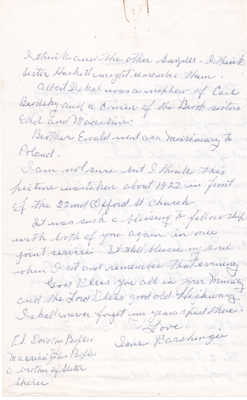 Identifying older members of Highway's congregation for the Bogdans