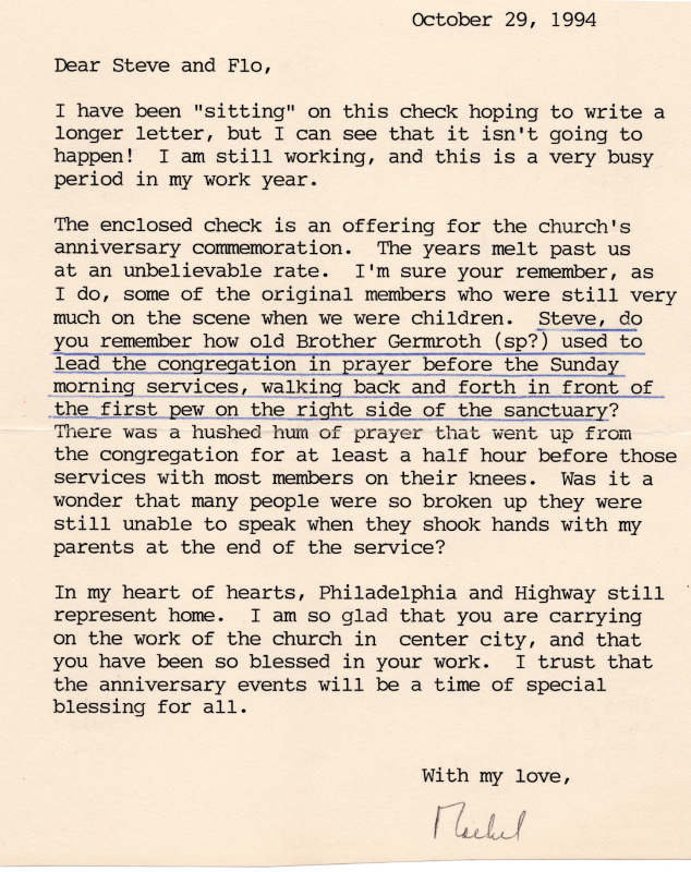Letter to Rev. and Mrs. Bogdan reminiscing about Highway's history