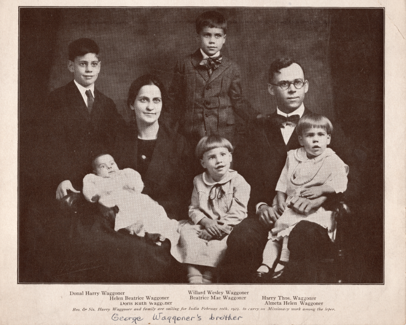Portrait of Rev. George Waggoner's brother and his family before they left for their mission in India to work with lepers on February 10, 1923
