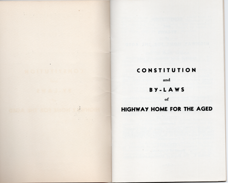 Constitution and By-Laws of Highway Home for the Aged