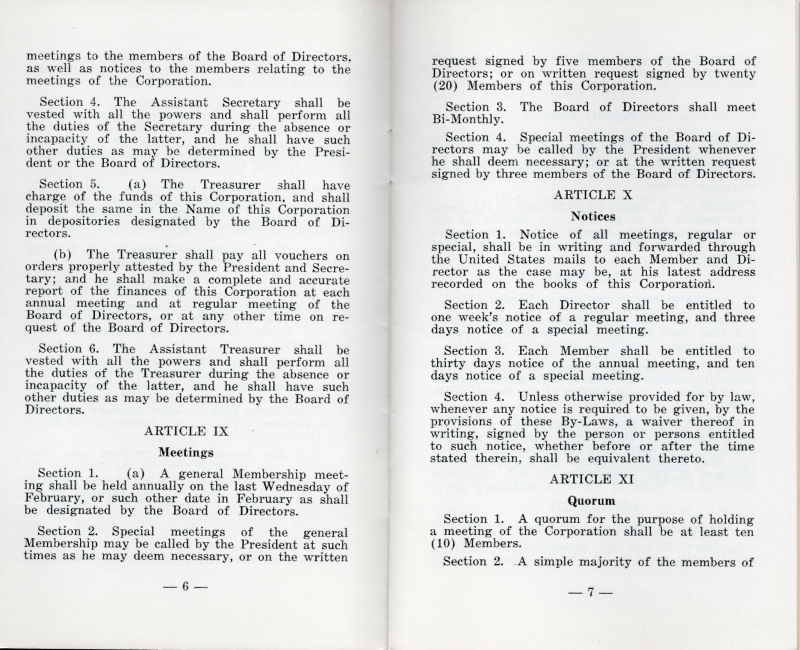 Article VI: Board of Administration, Article VII: Officers; Article VIII: Duties of Officers