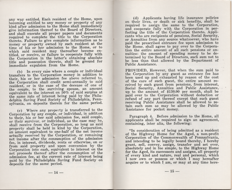 Article XIX: Admission to Home