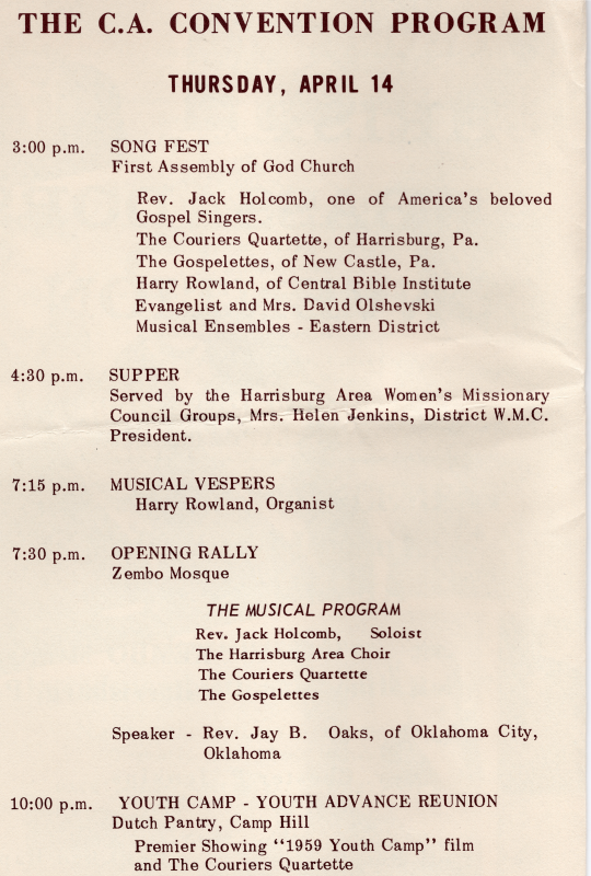 Thursday schedule of events